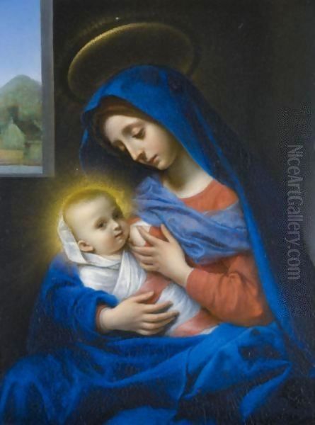 The Madonna Suckling The Christ Child Oil Painting by Carlo Dolci