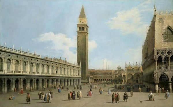 Venice, A View Of The Piazzetta Looking North Oil Painting by (Giovanni Antonio Canal) Canaletto