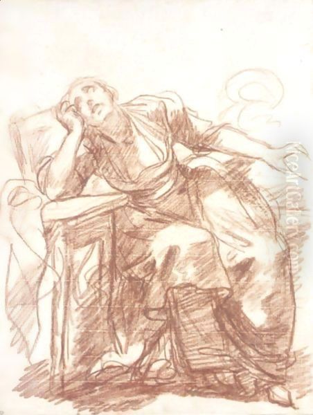 Study Of A Despairing Woman Oil Painting by Jean Baptiste Greuze