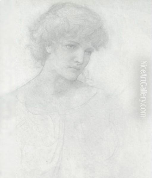 Study Of A Girl's Head 2 Oil Painting by Sir Edward Coley Burne-Jones