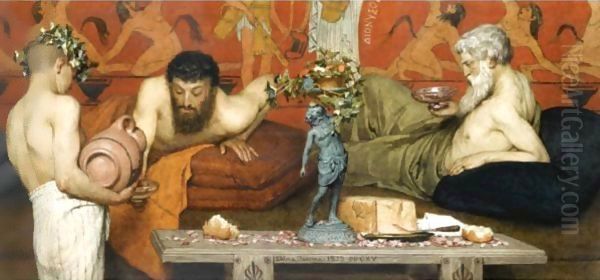 Greek Wine Oil Painting by Sir Lawrence Alma-Tadema