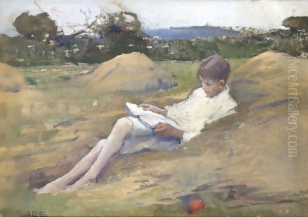 Alec Reading Oil Painting by Elizabeth Stanhope Forbes