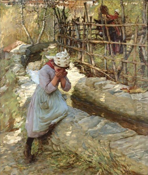 From A Ligurian Spring Oil Painting by Henry Herbert La Thangue