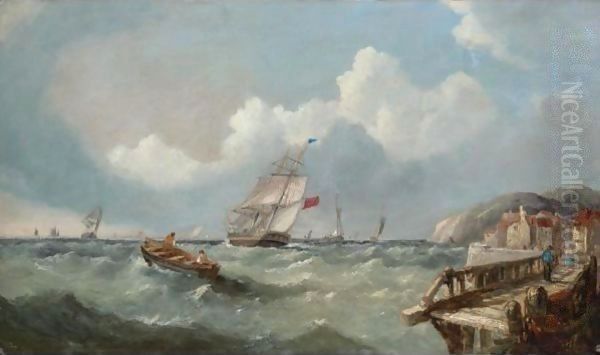 Shipping Leaving Harbour Oil Painting by John James Wilson