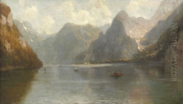 View Of A Swiss Lake Oil Painting by John Joseph Enneking