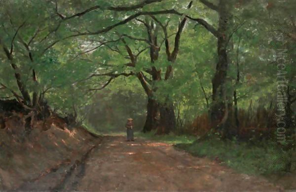 Paysage De Foret En Ete A Wooden Landscape In Summer Oil Painting by Gustave Castan