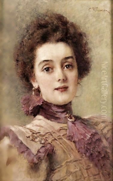 Russian Beauty 2 Oil Painting by Konstantin Egorovich Egorovich Makovsky