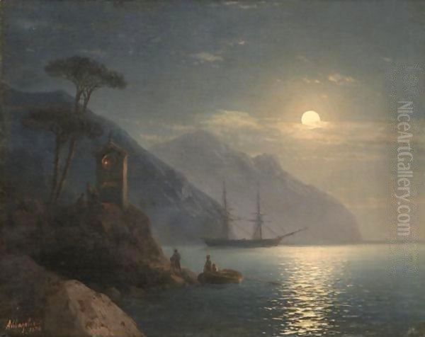 Moonlit Coast Oil Painting by Ivan Konstantinovich Aivazovsky