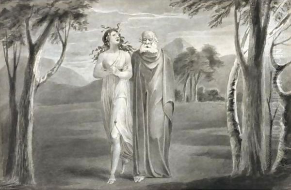 Tiriel Led By Hela Oil Painting by William Blake