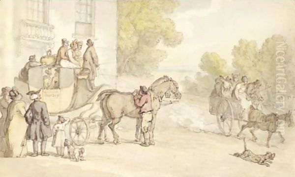 The Croydon Coach Oil Painting by Thomas Rowlandson