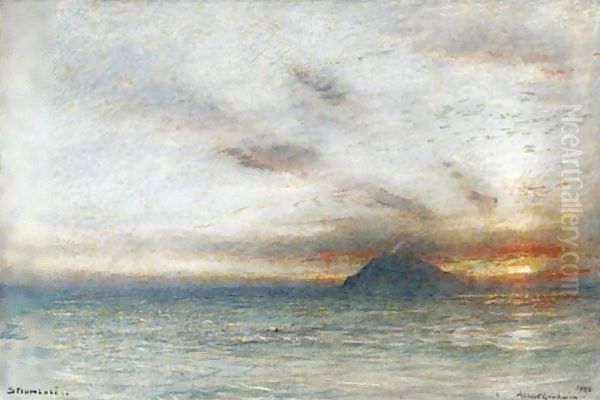 Stromboli, Aeolian Islands Oil Painting by Albert Goodwin