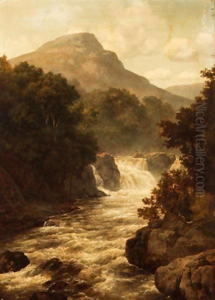 Fall Of The River Tummel Oil Painting by Edmund Gill