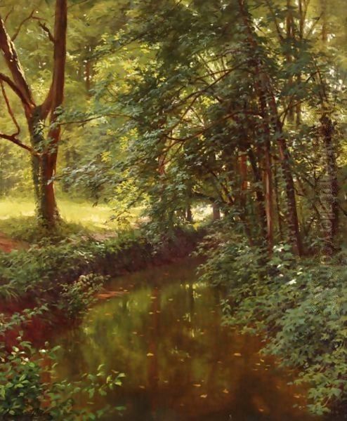 Paysage De Riviere Oil Painting by Henri Biva