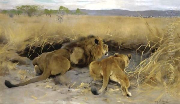 Beute In Sicht (Prey In Sight) Oil Painting by Wilhelm Kuhnert