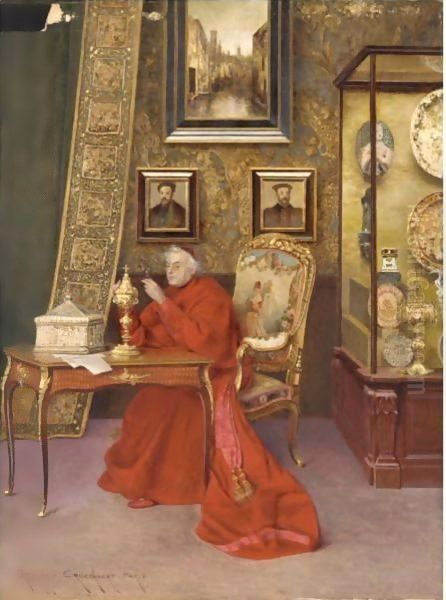 Le Connaisseur Oil Painting by Georges Croegaert