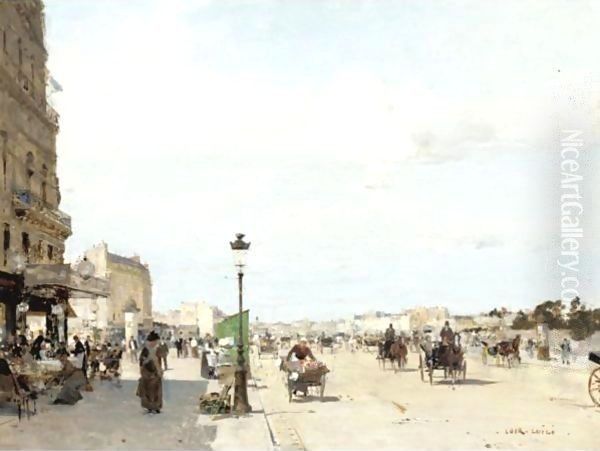 Dimanche A La Sortie De Paris Oil Painting by Luigi Loir