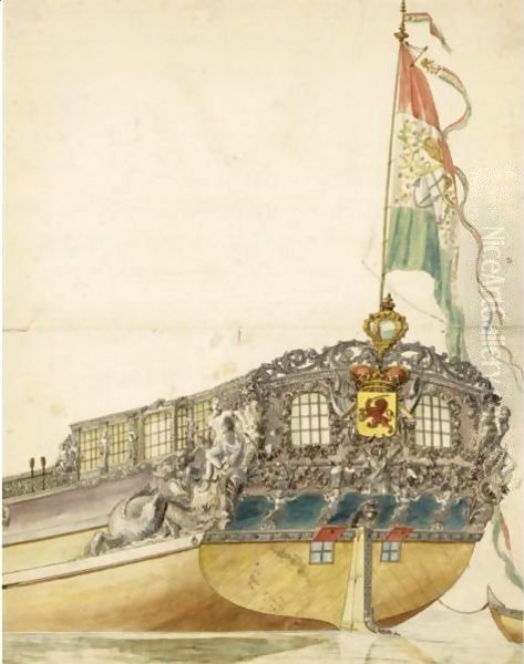 Study Of The Stern Of A Royal Barge Oil Painting by Francois Van Douwe