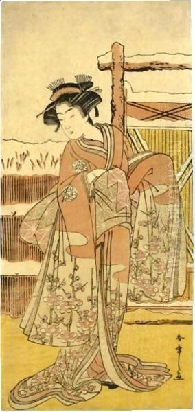 Osagawa Tsuneyo II In An Unidentified Role Oil Painting by Katsukawa Shunsho