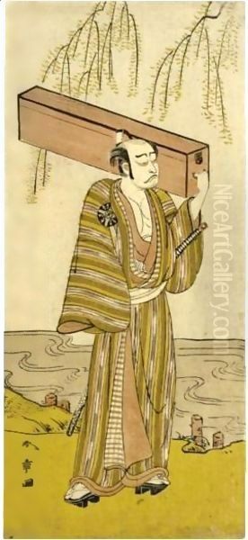 Nakamura Nakazo I In An Unidentified Role Oil Painting by Katsukawa Shunsho