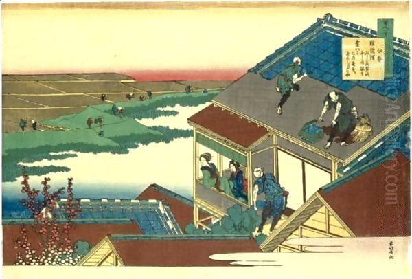 Ise From The Series 'Hyakunin Isshu Ubaga Etoki' Oil Painting by Katsushika Hokusai