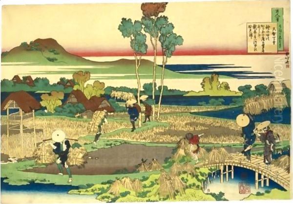 Tenchi Tenno From The Series 'Hyakunin Isshu Ubaga Etoki' Oil Painting by Katsushika Hokusai