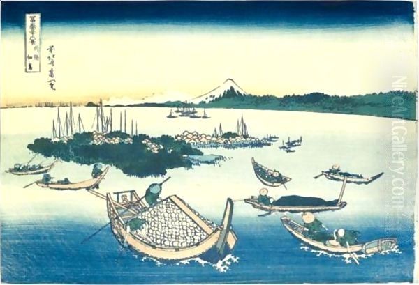 'Buyo Tsukudajima' (Tsukuda Island In Musashi Province) Oil Painting by Katsushika Hokusai