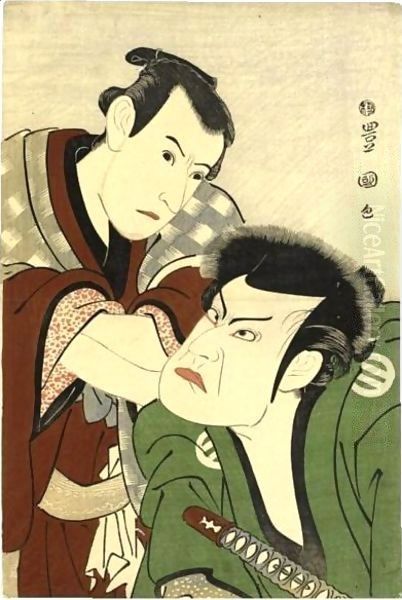 Kataoka Nizaemon VII As Kyogoku Takumi And Ichikawa Yaozo III As Keyamura Rokusuke Oil Painting by Utagawa Toyokuni