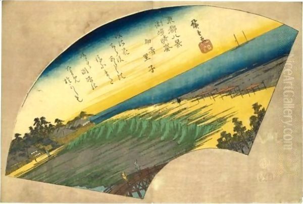 Weather In Susaki Oil Painting by Utagawa or Ando Hiroshige