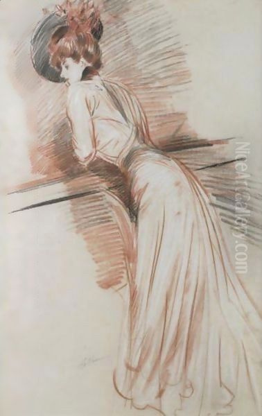 Elegante Sur La Passerelle Oil Painting by Paul Cesar Helleu