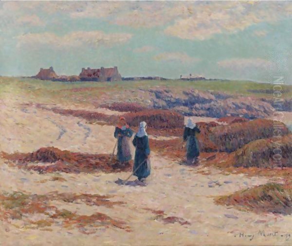 Les Goemons A Trevignon, Finistere Oil Painting by Henri Moret