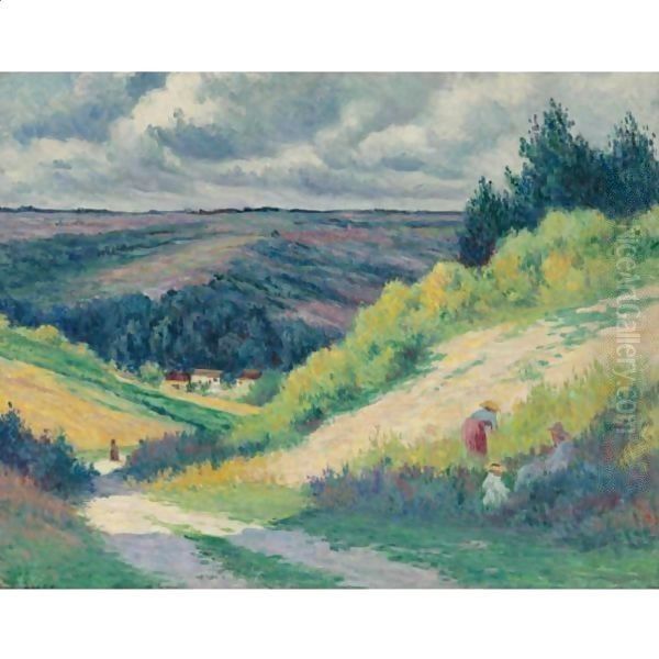 Paysage Vallone Pres De Moulineux Oil Painting by Maximilien Luce