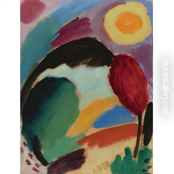 Variation Mit Sonne (Variation With Sun) Oil Painting by Alexei Jawlensky