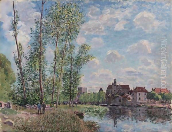 Moret, Vue Du Loing A¢a‚¬a€œ Apres-Midi De Mai Oil Painting by Alfred Sisley