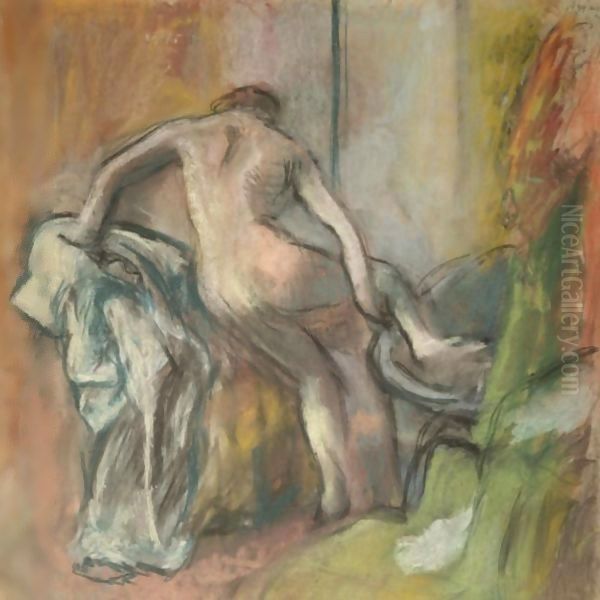 La Sortie Du Bain 3 Oil Painting by Edgar Degas