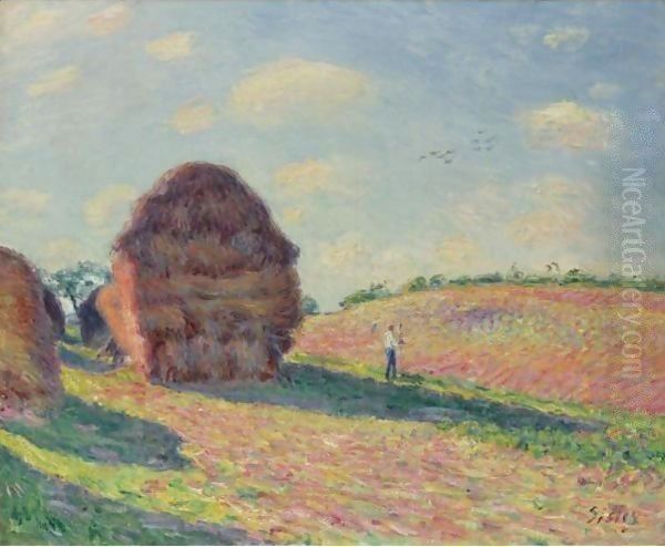 Les Meules 2 Oil Painting by Alfred Sisley