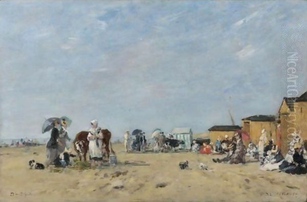 Berck. La Plage Oil Painting by Eugene Boudin