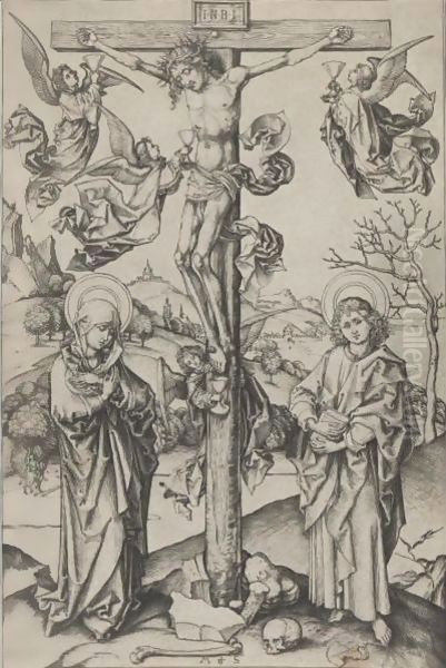 The Crucifixion With Four Angels Oil Painting by Martin Schongauer