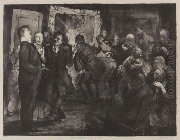 Artists Judging Works Of Art, Second State Oil Painting by George Wesley Bellows