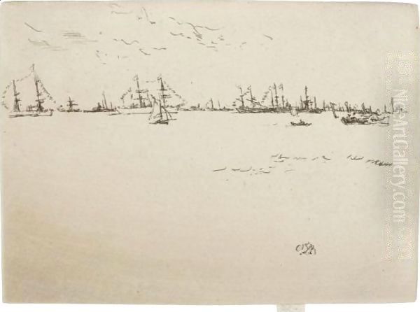 Troop Ships Oil Painting by James Abbott McNeill Whistler