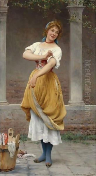 The Happy Laundress Oil Painting by Eugene de Blaas