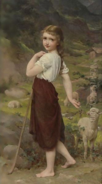 The Little Goat Herder (Jeune Bergere) Oil Painting by Emile Munier