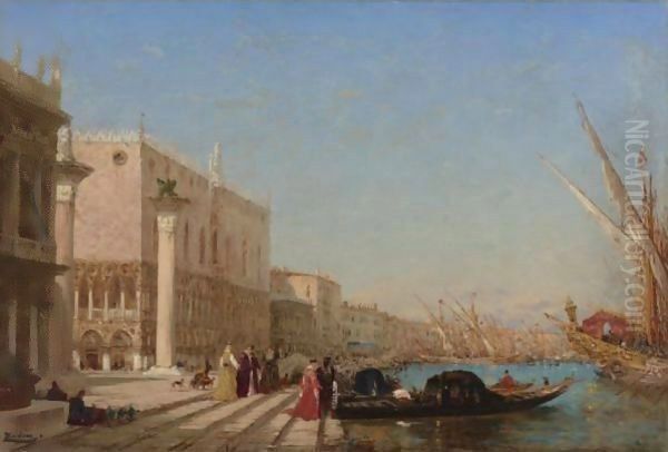 The Steps To St. Mark'S, Venice Oil Painting by Felix Ziem