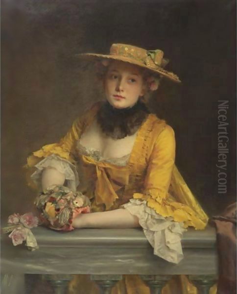 The Yellow Dress Oil Painting by Gustave Jean Jacquet