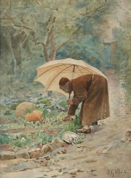 The Monk's Vegetable Garden Oil Painting by Jehan Georges Vibert