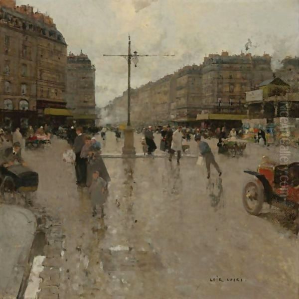 Avenue De La Republique, Paris Oil Painting by Luigi Loir