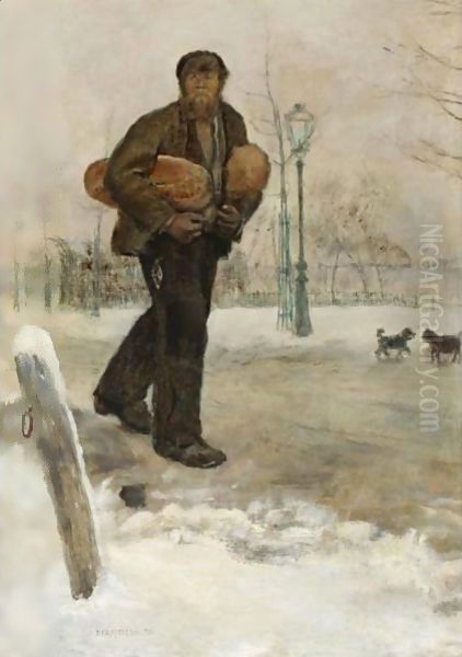 Man Carrying Bread Oil Painting by Jean-Francois Raffaelli