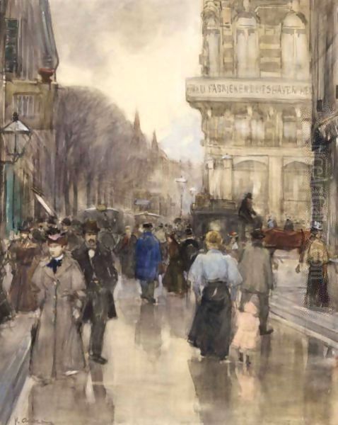 The Spuistraat And Lange Poten In The Hague Oil Painting by Floris Arntzenius