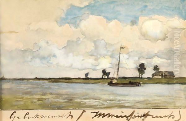 A View Of The Nieuwkoopse Plassen Oil Painting by Jan Hendrik Weissenbruch