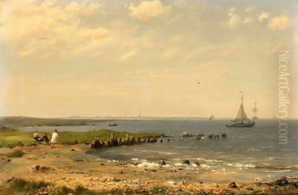 A View On The Zuiderzee Oil Painting by Hermanus Jr. Koekkoek