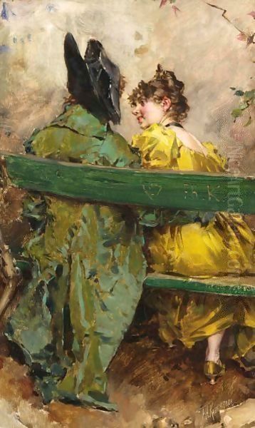 Flirtation 2 Oil Painting by Frederick Hendrik Kaemmerer